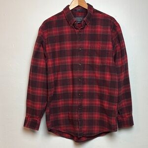 Pendleton Mason Men’s Large Flannel Long Sleeve Shirt Red Brown Plaid Cotton